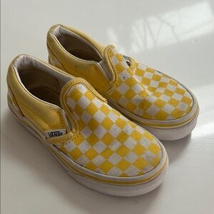 Vans Yellow and White Checkered Slip-Ons